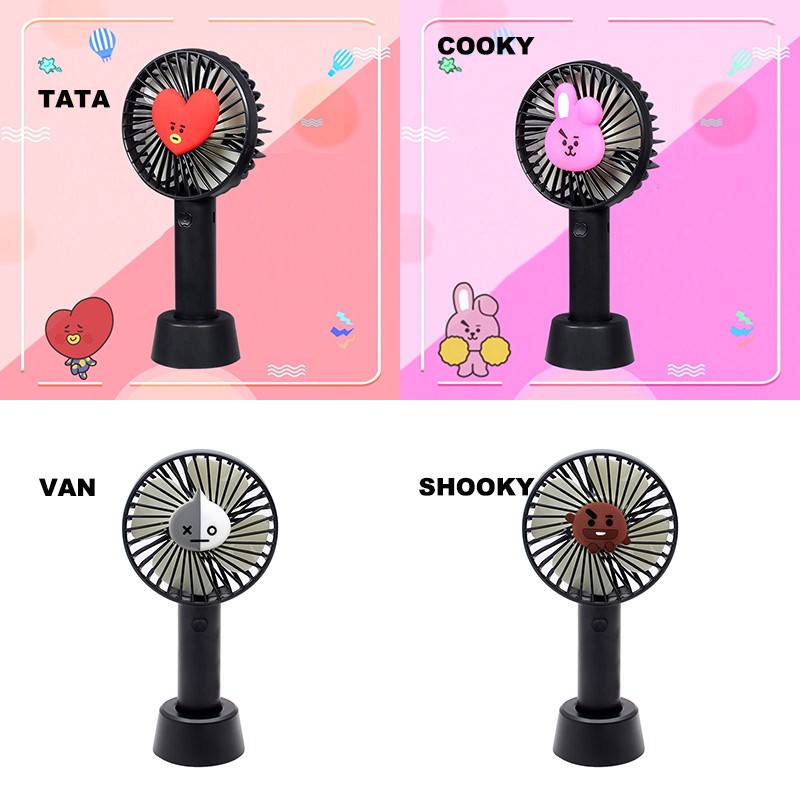 Quạt cầm tay mini họa tiết hoạt hình BTS kèm cáp USB | BigBuy360 - bigbuy360.vn