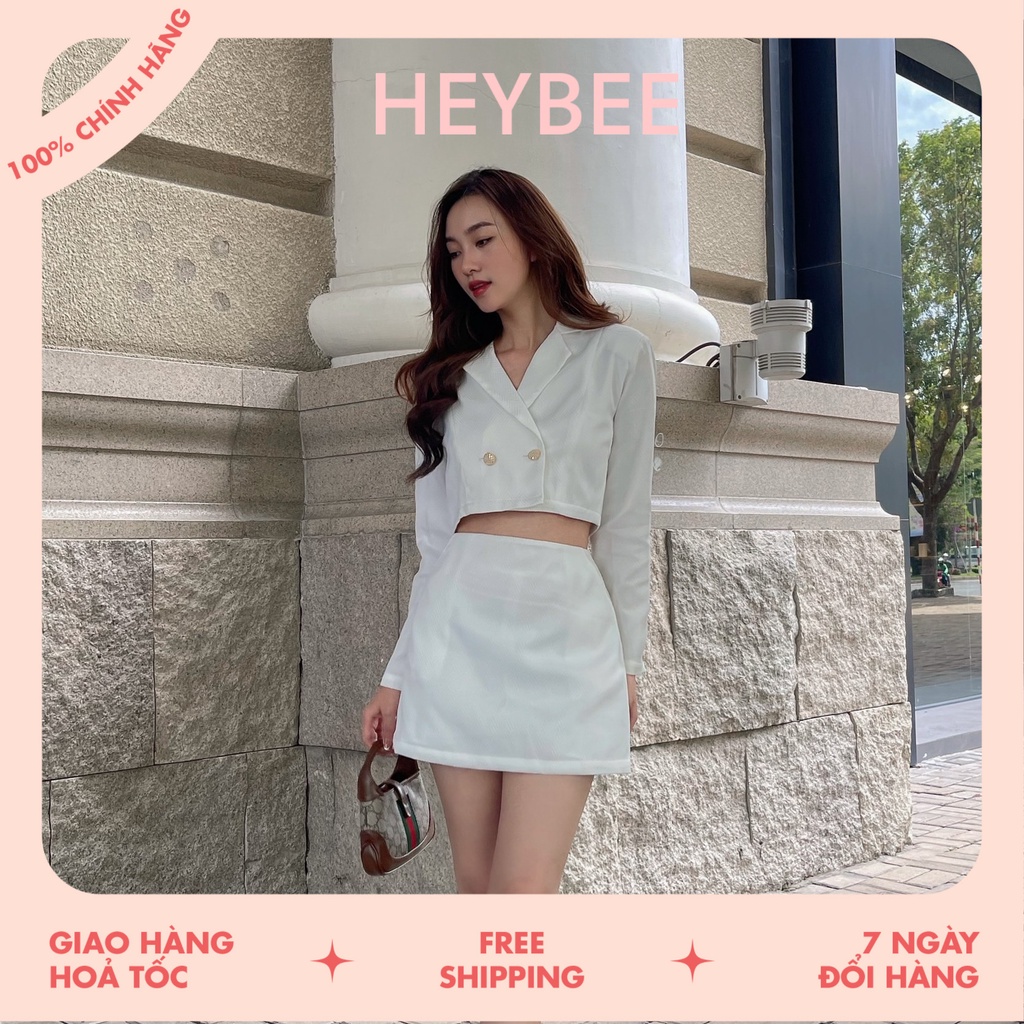 Set áo vest tay dài và chân váy mini HEYBEE (3 màu) - có lót bên trong - DELLA SET HT715