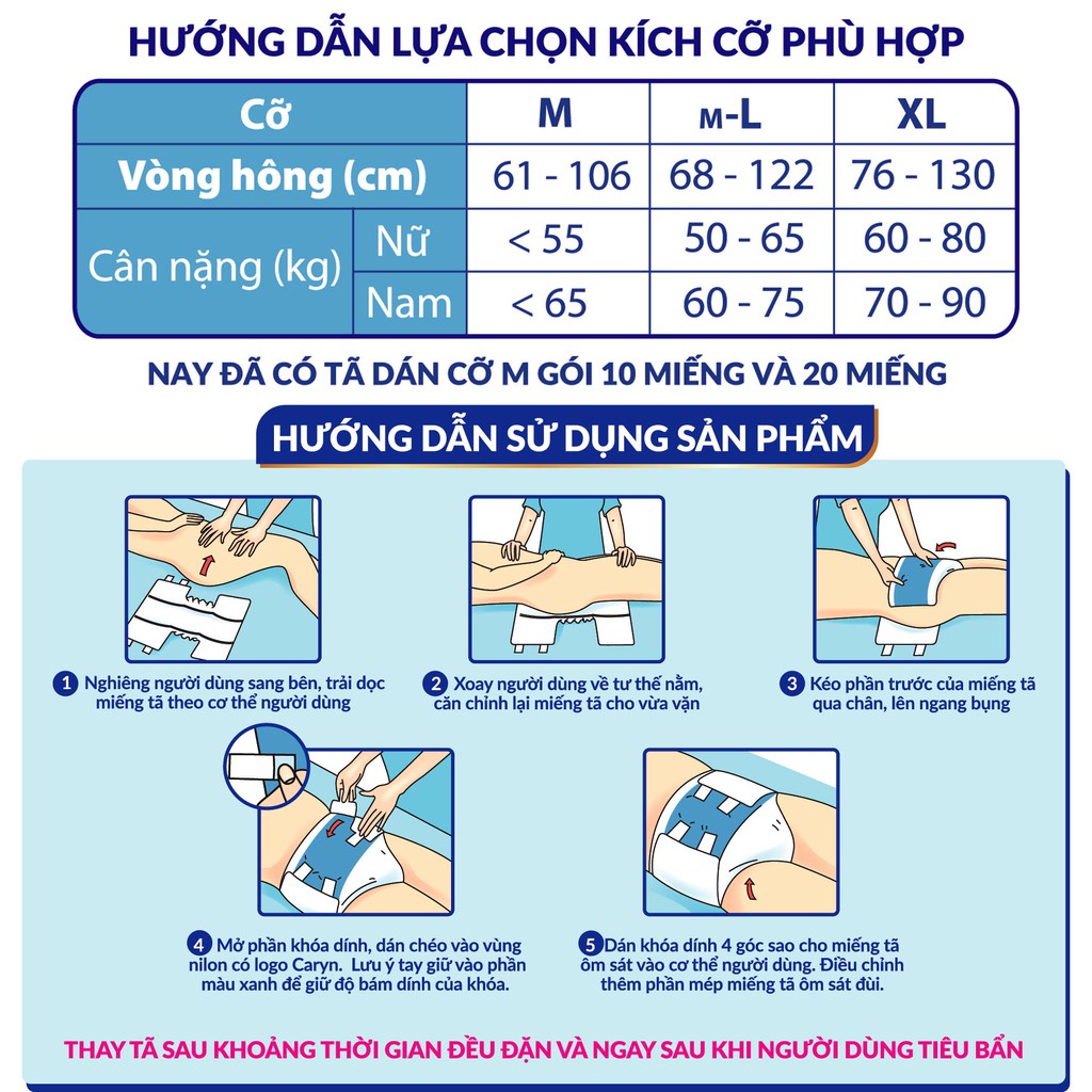 Tã Dán Caryn Người Già Siêu Thấm M20 MẪU MỚI 2022