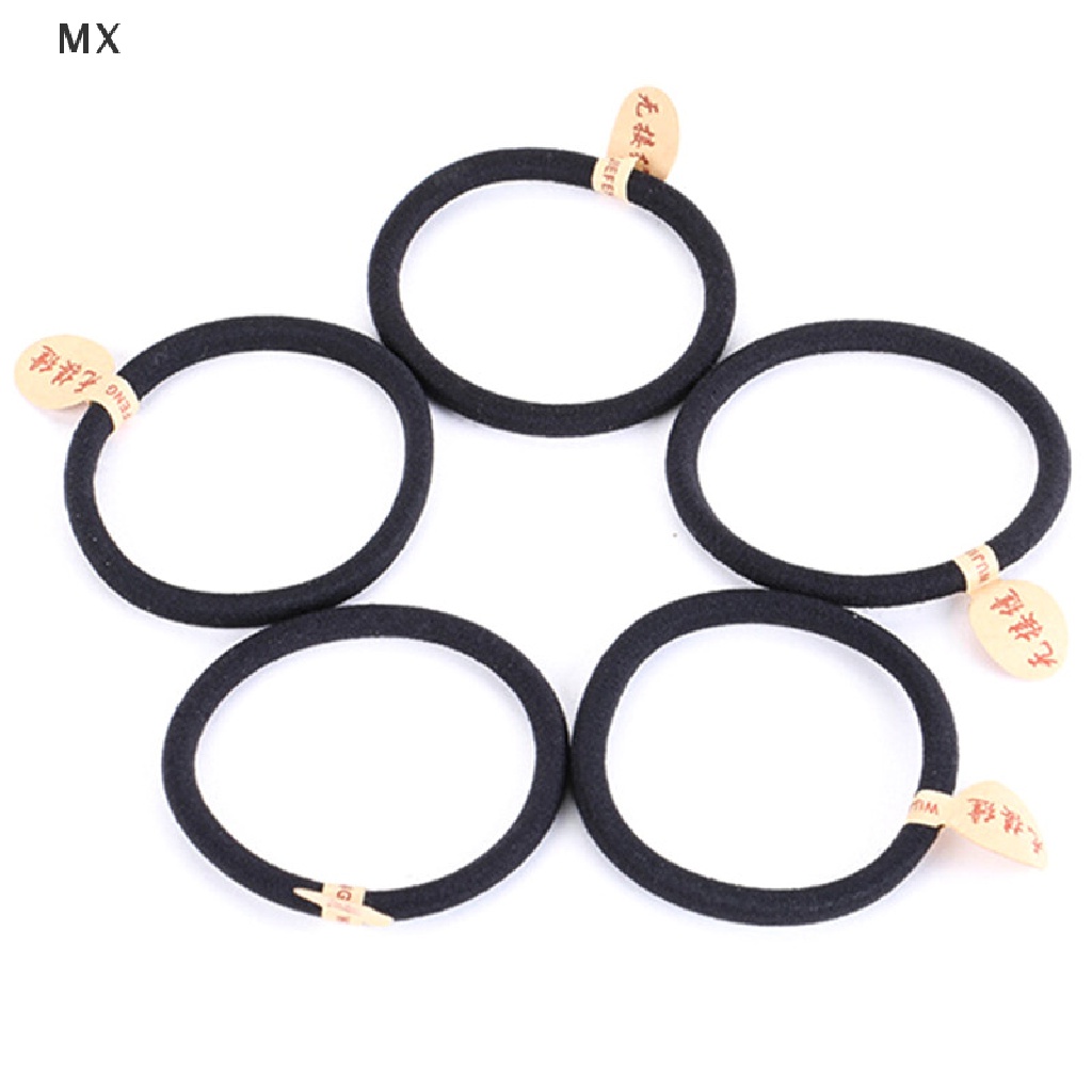 Set 2 10 Dây Cột Tóc Co Giãn 4mm Màu Đen Dành Cho Nữ