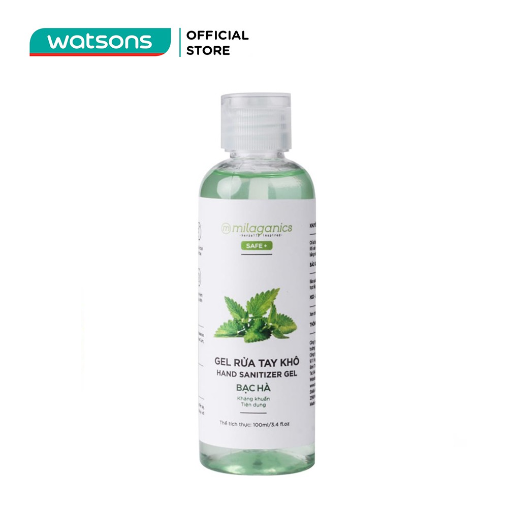 Gel Rửa Tay Khô Milaganics Hand Sanitizer Bạc Hà Kháng Khuẩn 100ml