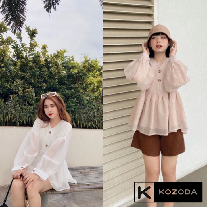 Áo Sơ Mi Kiểu Nữ Màu Trắng đen kem đẹp dài tay phong cách ulzzang vintage hàn quốc cao cấp họa tiết ren kozoda SM17