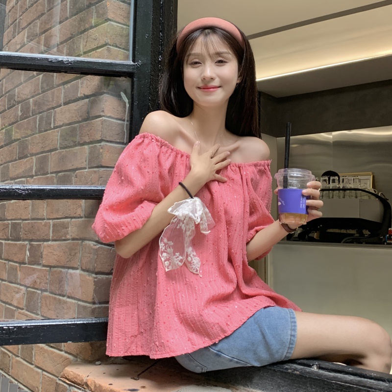 Áo Trễ Vai Tay Ngắn Dáng Rộng Thiết Kế Hợp Thời Trang