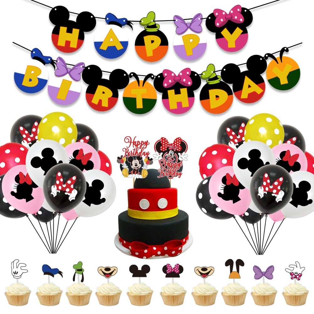 DISNEY Set 50 Que Cắm Trang Trí Bánh Sinh Nhật Hình Mickey Minnie Dễ Thương