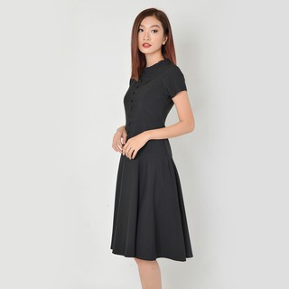 Đầm Xòe Công Sở Thời Trang Eden Phối Nút - D330