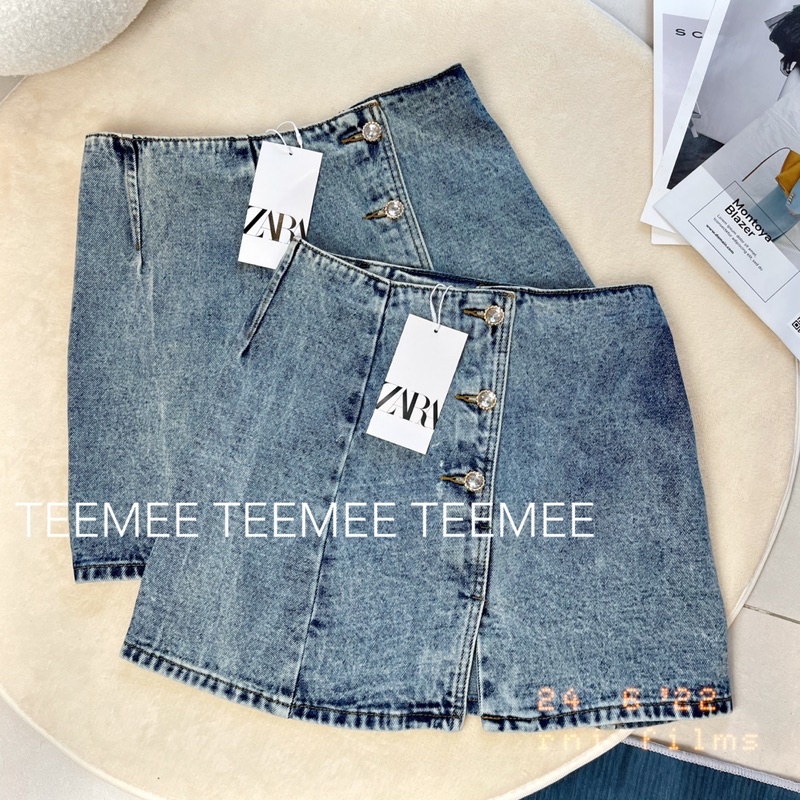 Chân váy denim dáng chữ A Zara