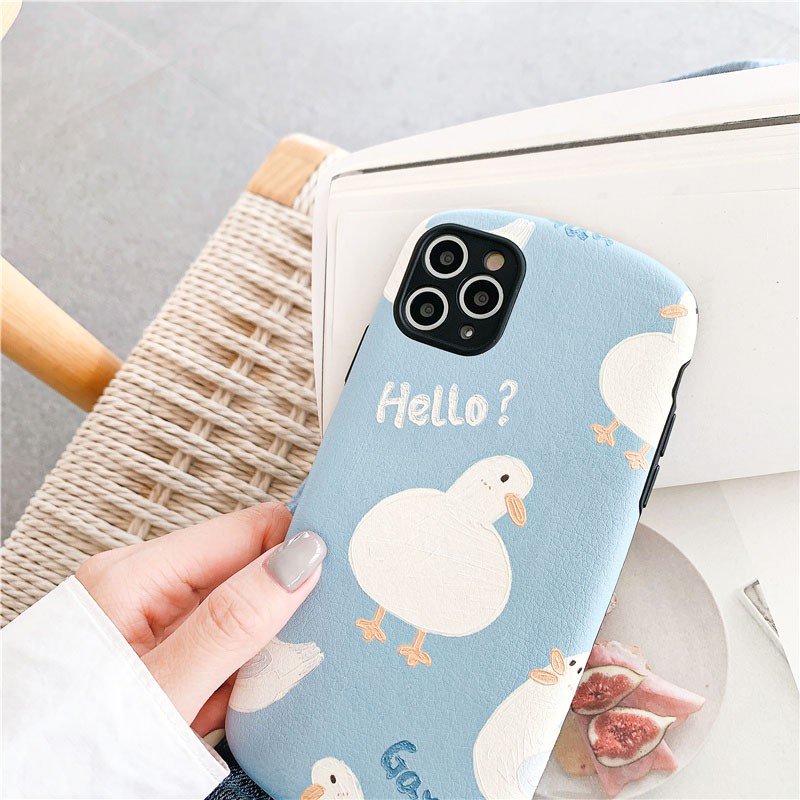 Ốp lưng iphone Hello Duck IMD viền cong dày dặn 5/5s/6/6plus/6s/6splus/7/7plus/8/8plus/x/xr/xs/11/12/pro/max/plus/promax