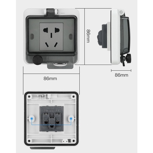 Ổ CẮM, CÔNG TẮC CHỐNG NƯỚC IP67 CHO ĐẾ VUÔNG ÂM TƯỜNG