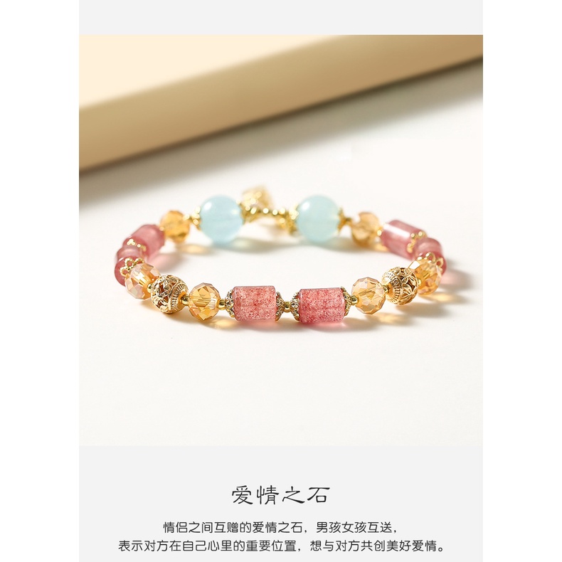 [Hàng Mới Về] Vòng Tay Hạt Pha Lê Xanh Biển Hình Trái Dâu