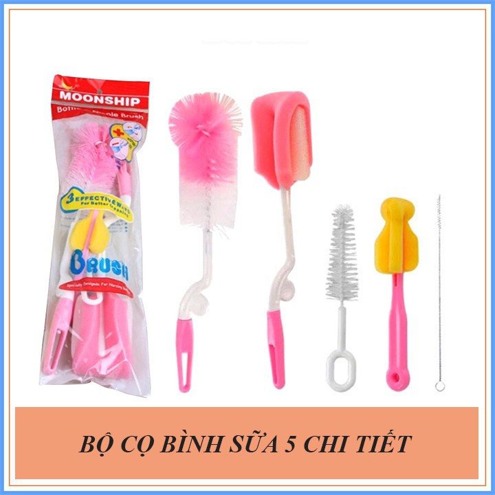 BỘ CỌ RỬA BÌNH SỮA 5 CHI TIẾT TIỆN DỤNG - HV Store 226