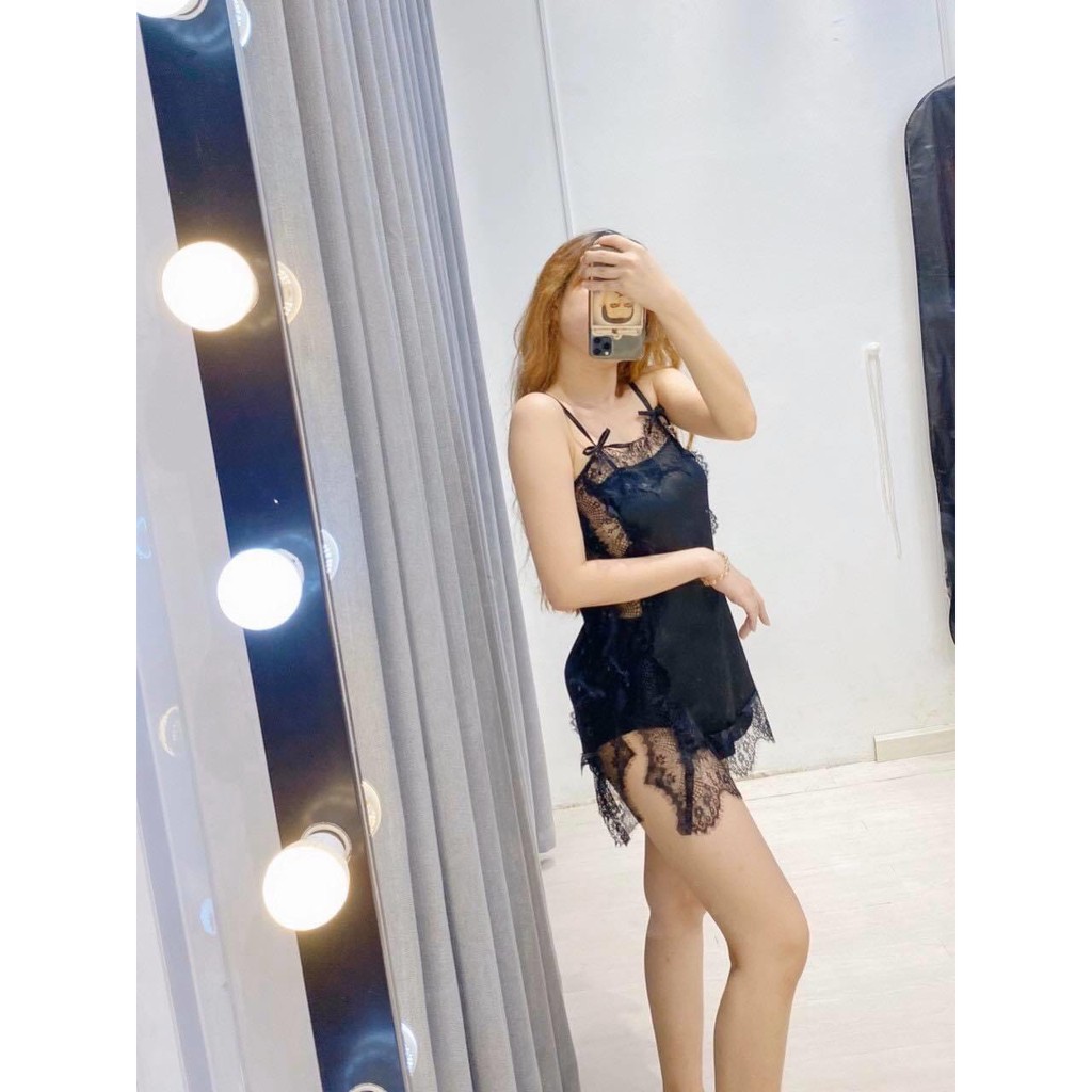 đầm ngủ phi lụa phối ren siêu hot hit sexy