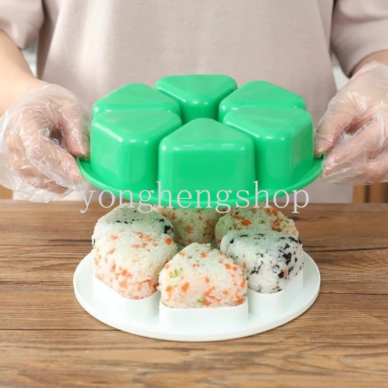 Khuôn Làm Cơm Nắm 6 Ngăn Hình Tam Giác Phong Cách Nhật Bản DIY