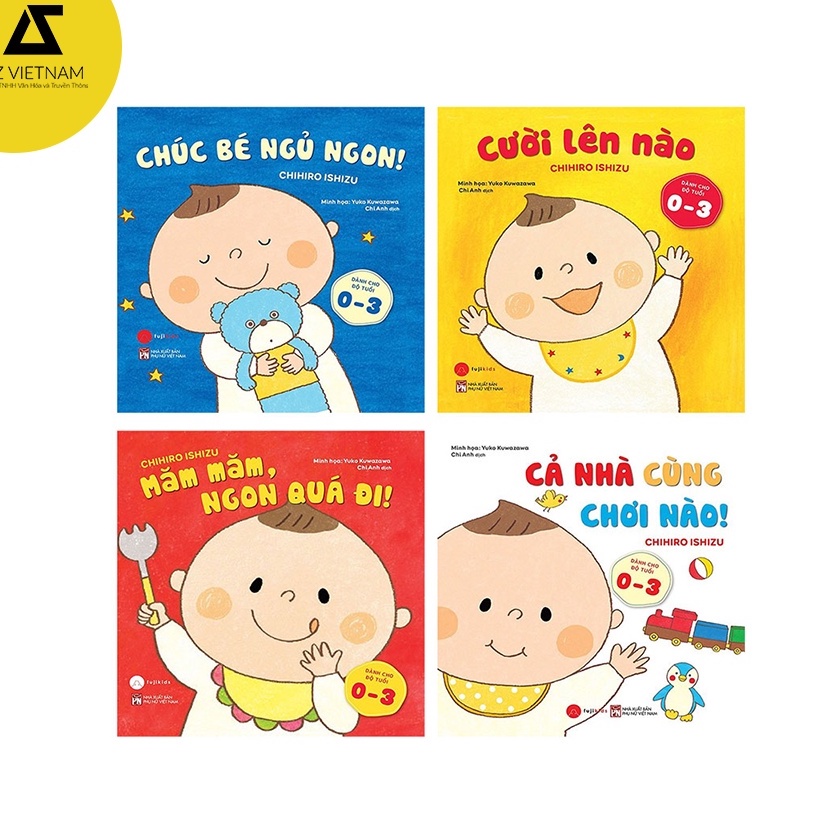 Combo 4 Cuốn Ehon: Cười Lên Nào - Chúc Bé Ngủ Ngon - Cả Nhà Cùng Chơi Vui - Măm Măm Ngon Quá Đi