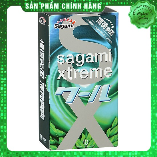 Bao cao su Siêu mỏng Hộp 10 chiếc Sagami Xtreme hương Bạc Hà