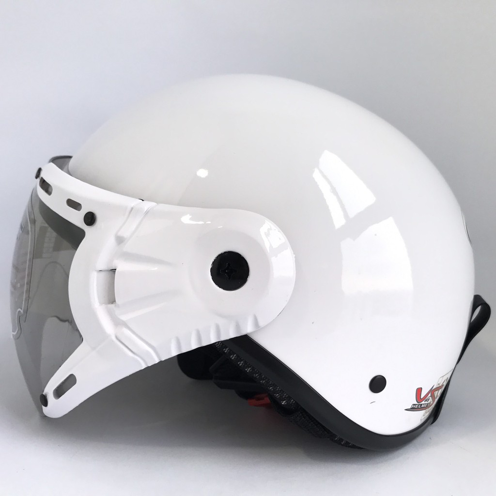 Mũ bảo hiểm nửa đầu có kính V&amp;S Helmet - VS105K - trắng bóng