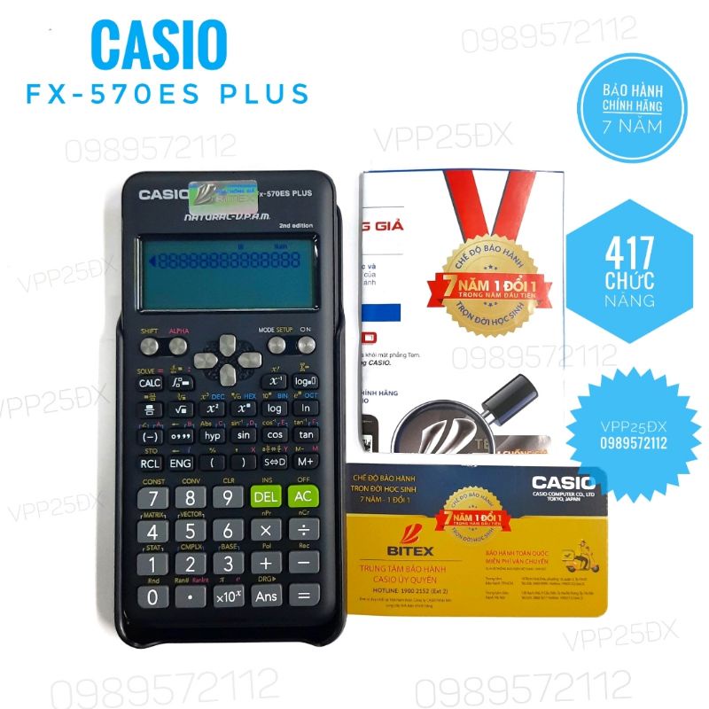 Máy tính học sinh casio FX-570ES plus CHÍNH HÃNG (Bảo hành 7 năm).