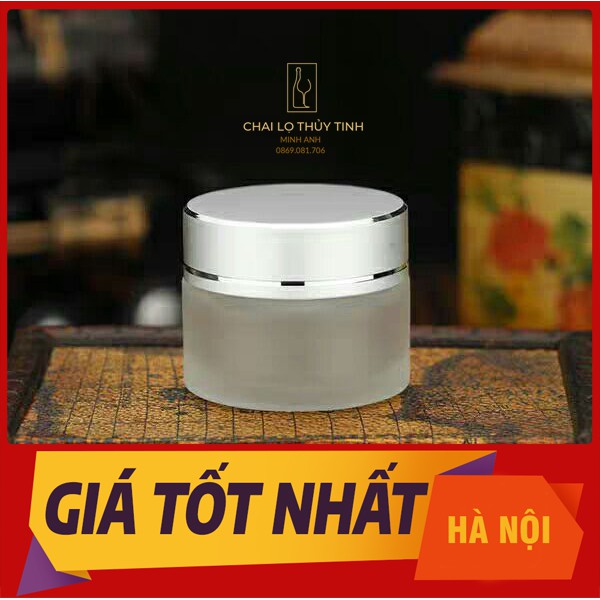 { Siêu bền/Bán buôn/Bán sỉ } Hũ thủy tinh màu  trắng mờ đựng kem 10gr 20gr 30gr 50gram -100gram