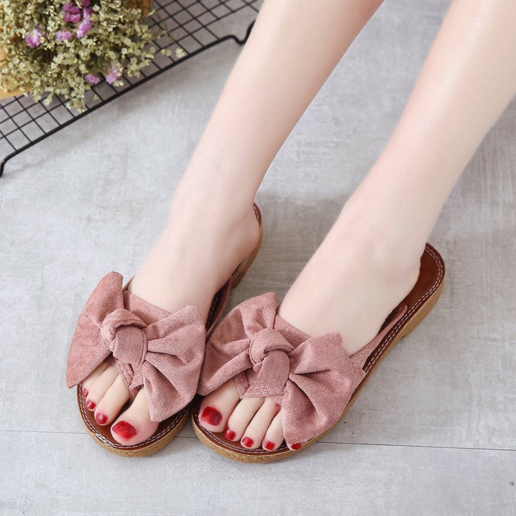 Dép xỏ ngón da đính nơ thời trang cho nữ | BigBuy360 - bigbuy360.vn