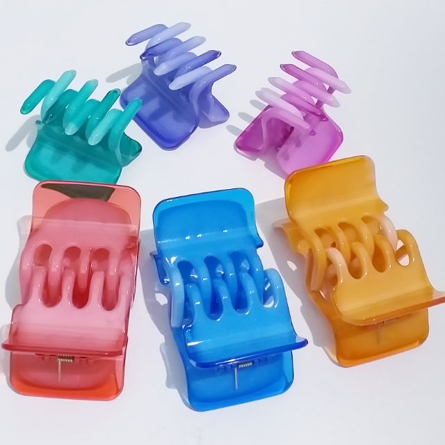 Kẹp tóc 4 răng nhựa cứng màu trong (được chọn màu)