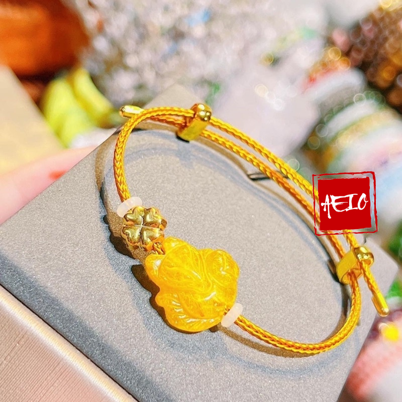 Vòng Tay Hồ Ly TA Tóc Vàng, Charm Gold10k ☯ Vòng Tay May Mắn ☯ Mệnh Kim - Thổ Cải Vận Tình Duyên May Mắn