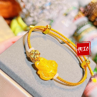 Vòng tay hồ ly ta tóc vàng, charm gold10k ☯ vòng tay may mắn ☯ mệnh kim - thổ cải vận tình duyên may mắn