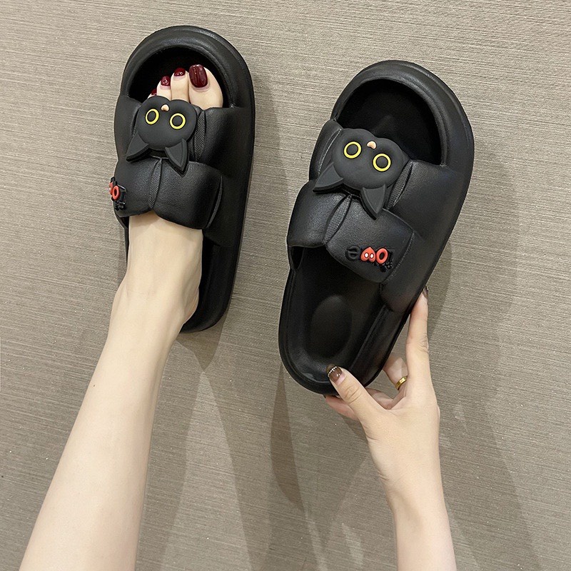 Dép Bánh Mì Chao Cao Cấp Sẵn Kèm Đính Sticker Mặt Mèo - Phi Hành Gia Chất Liệu Cao Su Cực Êm Chân From Chuẩn