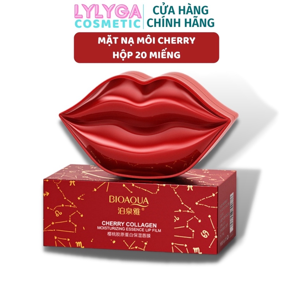 Mặt nạ môi BIOAQUA CHERRY 60g Hộp 20 miếng, mặt nạ ngủ cho môi ban đêm, ban ngày giảm thâm 1 HỘP MN18