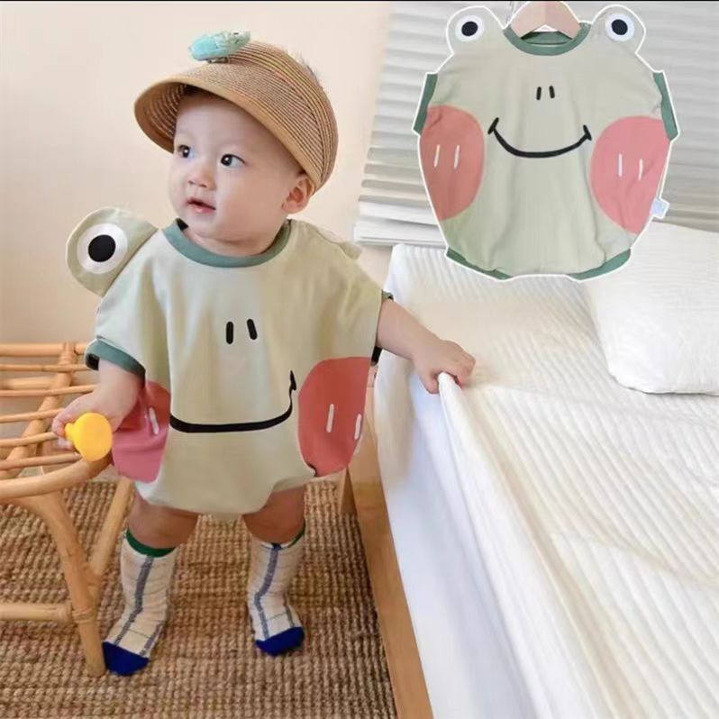 Áo Liền Quần Vải Cotton Hình Chú Ếch Thời Trang Mùa Hè Mới Cho Bé Trai Và Gái