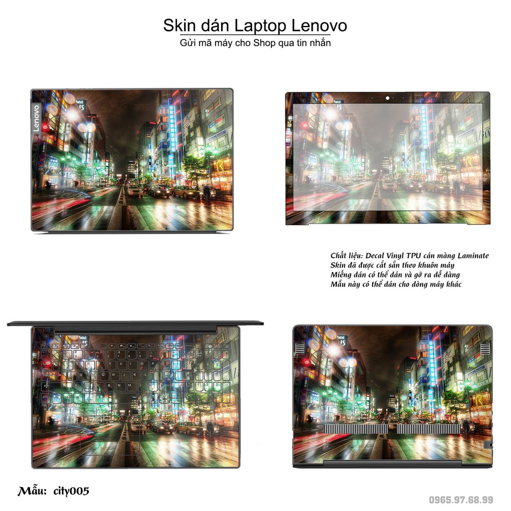 Skin dán Laptop Lenovo in hình thành phố (inbox mã máy cho Shop)