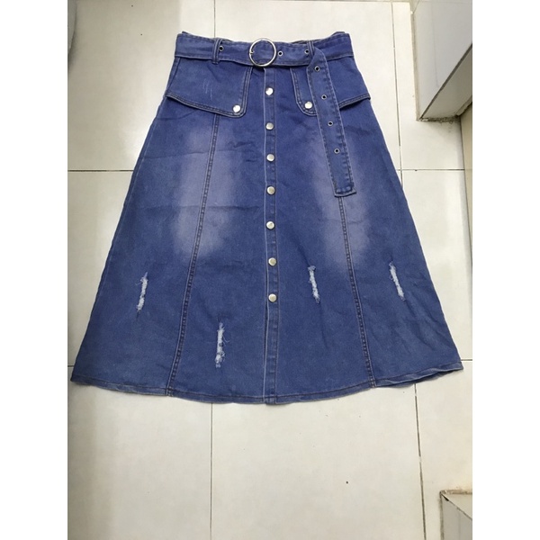 [Siêu phẩm] Váy jean dài phối đai siêu đẹp💐