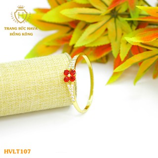 Lắc tay titan nữ, vòng tay mặt đính đá xi mạ vàng non 24k - trang sức hava hong kong - hvlt107