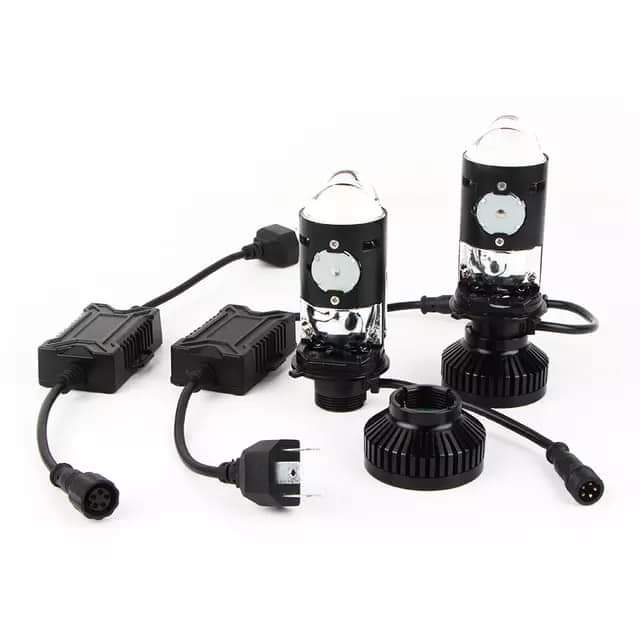 Đèn Pha LED Bi Cầu Mini H4 T3 Kính Tím  Lắp Ô tô, Xe Máy