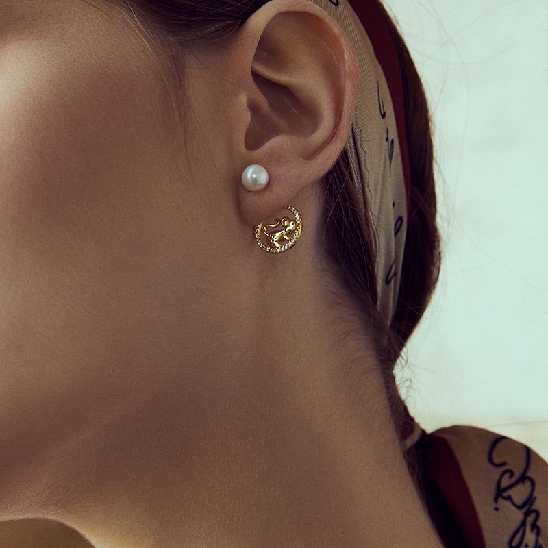 Bông tai BAMOER nạm vỏ sò xi bạc 925 thời trang