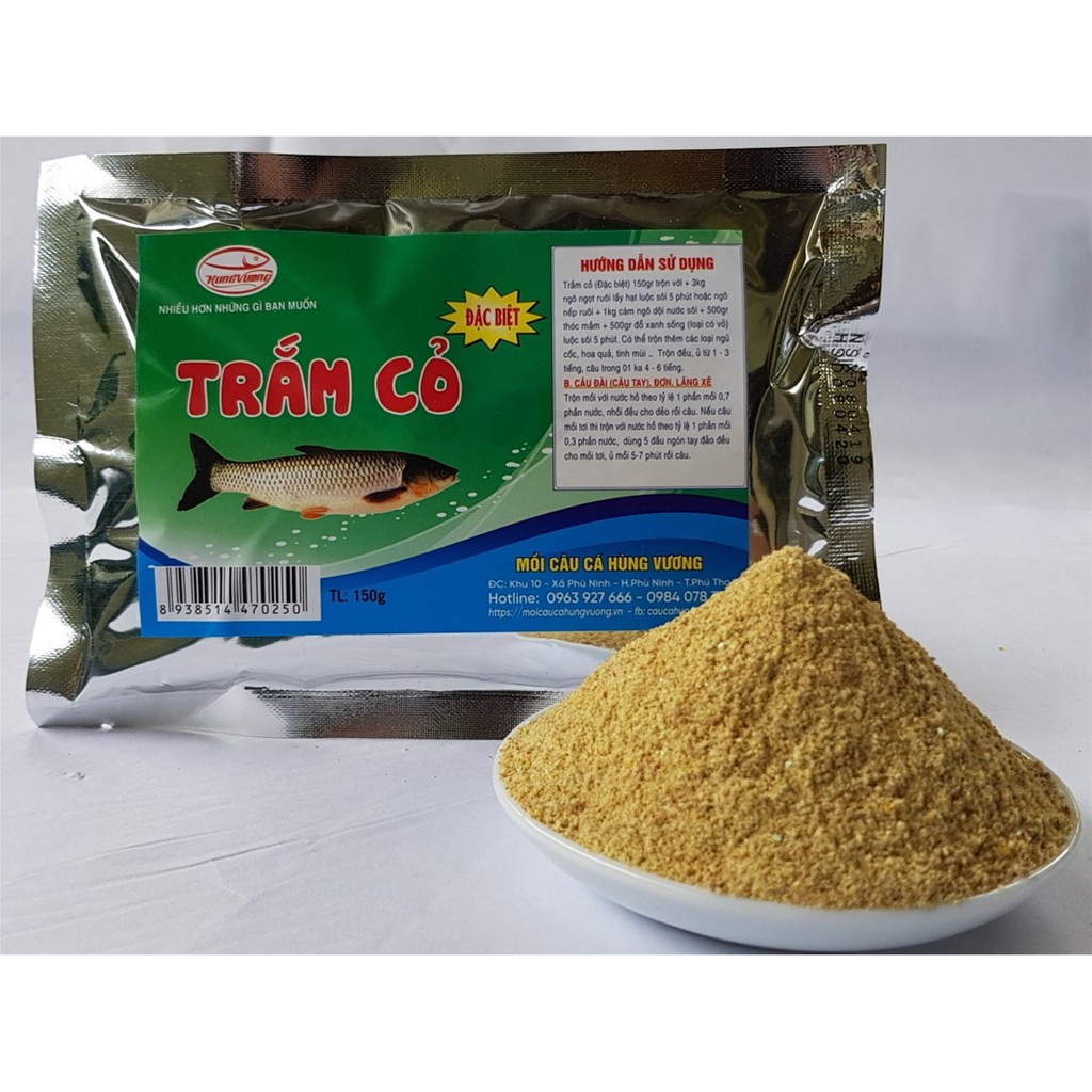 Mồi câu cá trắm cỏ loại đặc biệt 150gr chuyên câu cá trắm cỏ, trắm trắng + mồi câu cá hùng vương