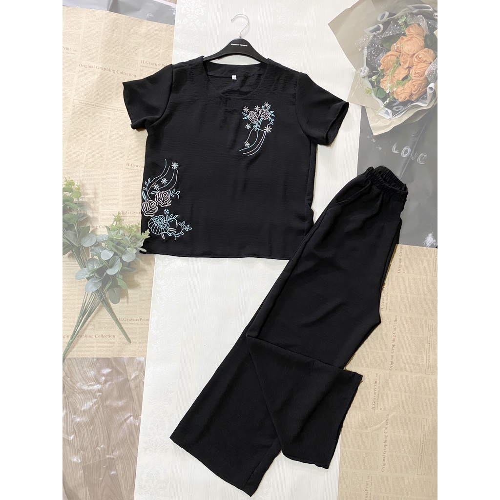 Đồ Đồ Bộ Mặc Ở Nhà Cho Bà Cho mẹ - Chất Liệụ Vải Đũi Thiên Nhiên, Hút Mồ Hôi, Thoáng Mát, Sang Trọng -Big Size