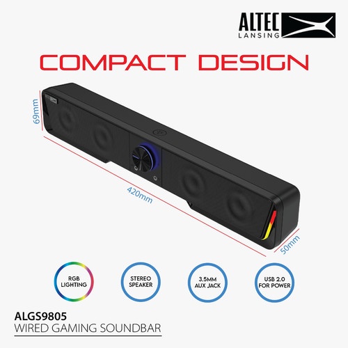 LOA MÁY TÍNH , LAPTOP CÓ DÂY 2.0 2 CÁI 1 BỘ ĐEN ALTEC LANSING ALGS9805