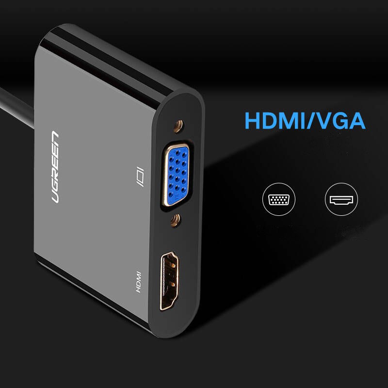 Bộ chuyển đổi HDMI sang HDMI/VGA (hỗ trợ nguồn 5V + Audio 3.5) 30cm UGREEN CM101 40744