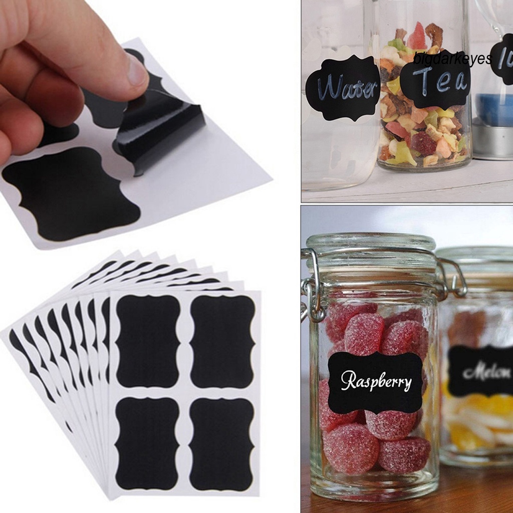 Set 36 Miếng Dán Nhãn Màu Đen Chống Nước Dùng Để Trang Trí Lọ Trong Nhà Bếp