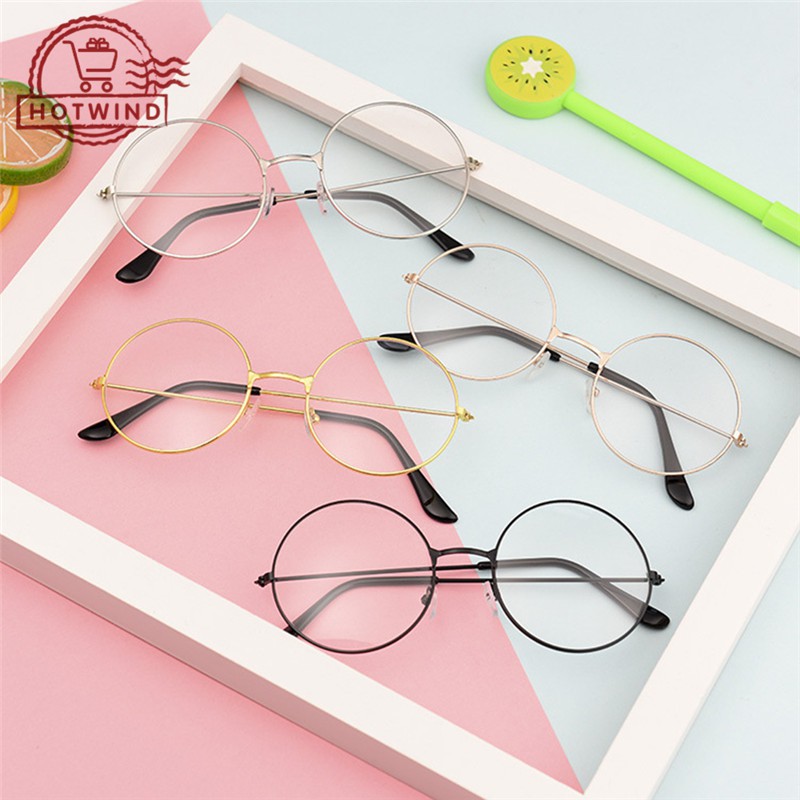 2 mắt kính gọng tròn chất liệu hợp kim