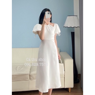 Váy cổ yếm tay bồng