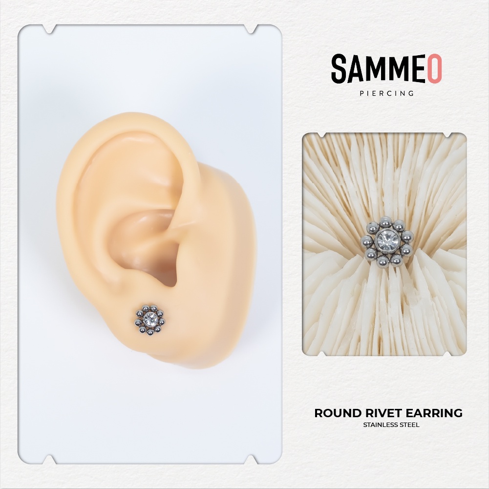 Khuyên Thép Không Gỉ Round Rivet Earring