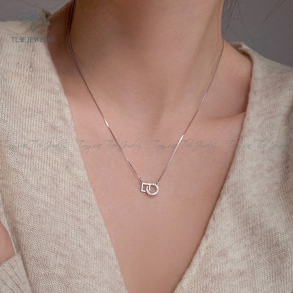 Dây chuyền bạc nữ TLEE tròn vuông nạm đá cao cấp NCJ D0111