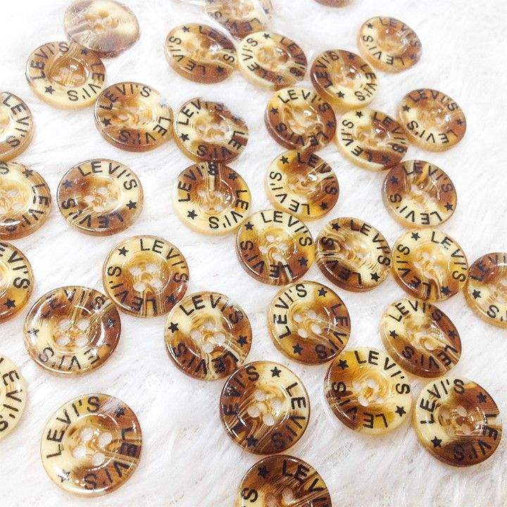 Nút áo 3d cúc vân sáng xà cừ khuy sơ mi in chữ đính kết trang phục đẹp size 1.5cm