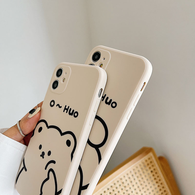 Ốp điện thoại TPU dẻo in hình gấu và thỏ đáng yêu cho iPhone 11 Pro Max X Xr Xs Max 7 8 Plus Se 2020 12 pro max 12 mini 13 pro max 13 mini