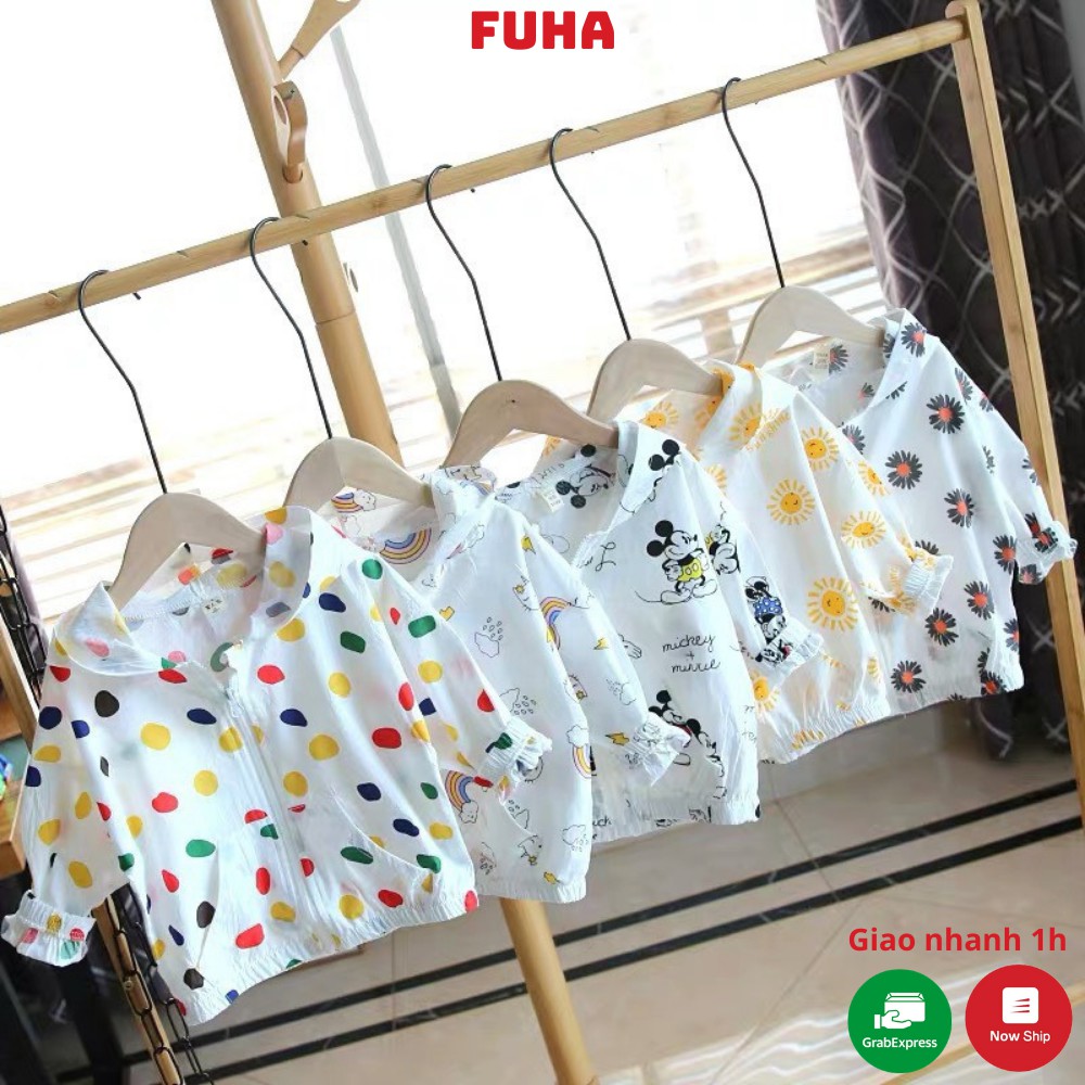 Áo chống nắng cho bé FUHA, áo chất đũi họa tiết hoạt hình xinh xắn bé 8 đến 25kg