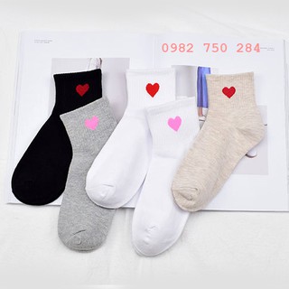 Tất tim cổ cao - Vớ trái tim Hàn Quốc Sỉ tất Hàn Quốc màu trắng màu đen màu hồng tim nhỏ bán buôn bán sỉ tất vớ