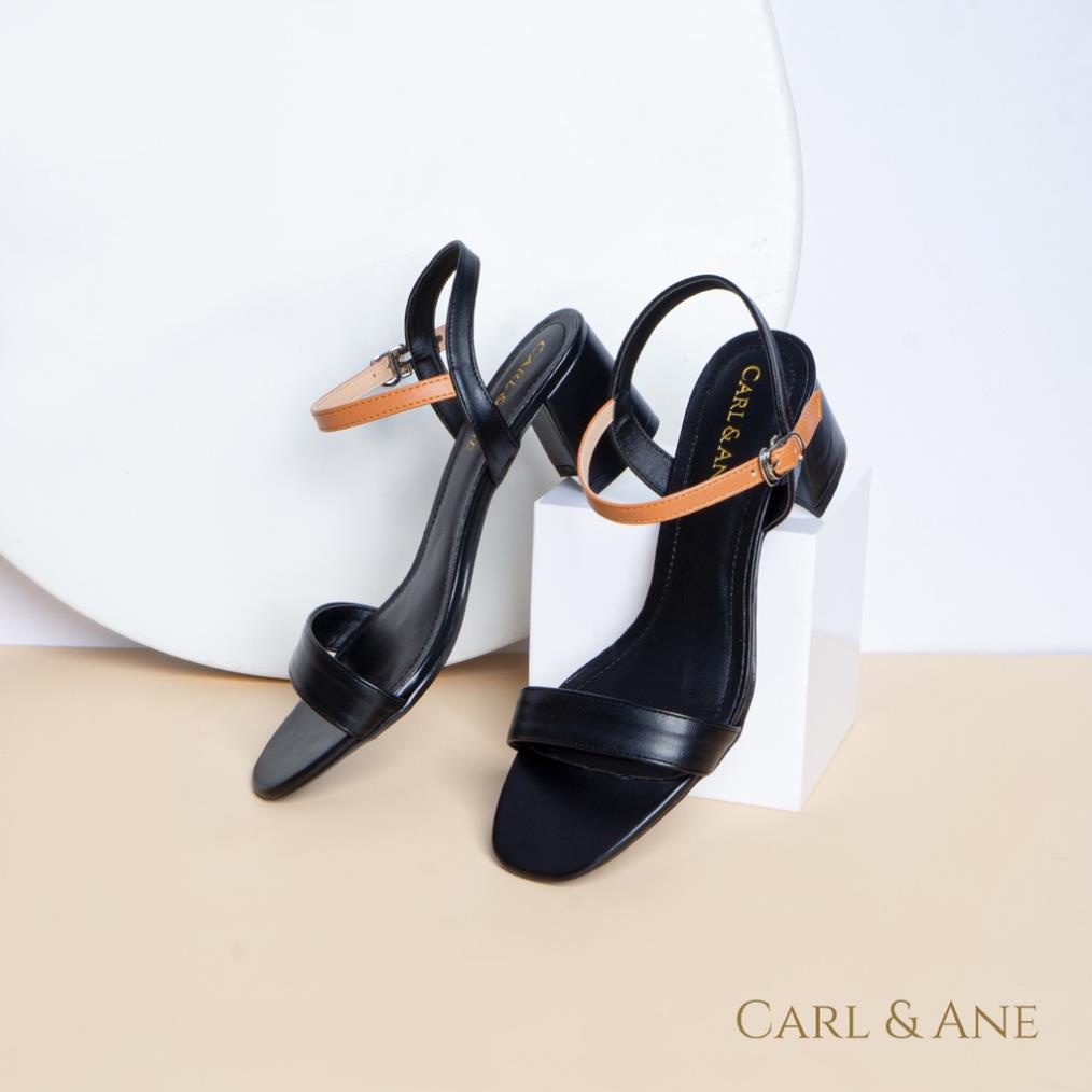 Carl & Ane - Giày sandal nữ phối tinh tế cao 5cm màu đen phối bò_ CS004 LaT