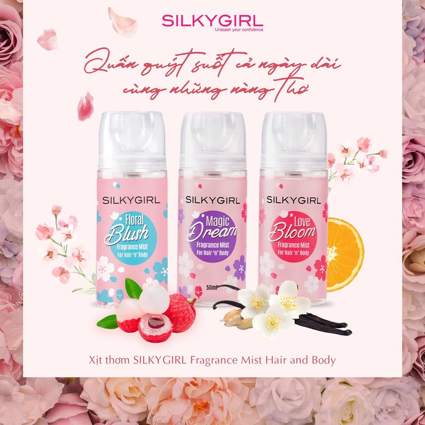 Xịt Thơm Toàn Thân và Tóc Silkygirl Fragrance Mist Hair And Body 50 ml