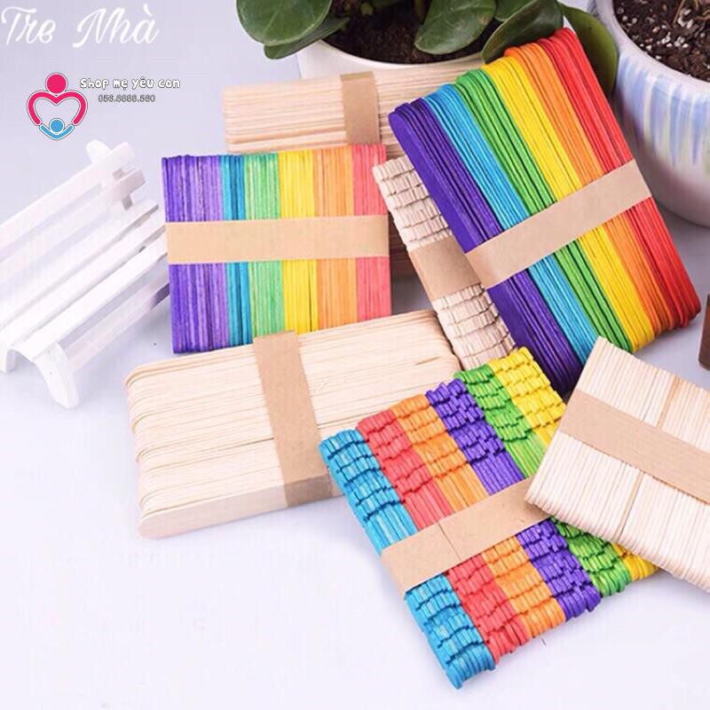 NHIỀU LOẠI Set 50 Que kem gỗ làm handmade thủ công DIY