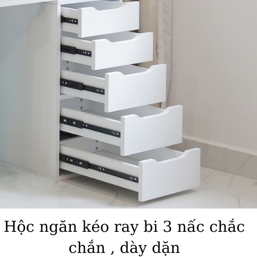 Tủ gỗ SIMPLE LIVING theo thiết kế IKEA có 5 ngăn kéo hộc tủ dùng đựng tài liệu văn phòng sách vở màu trắng